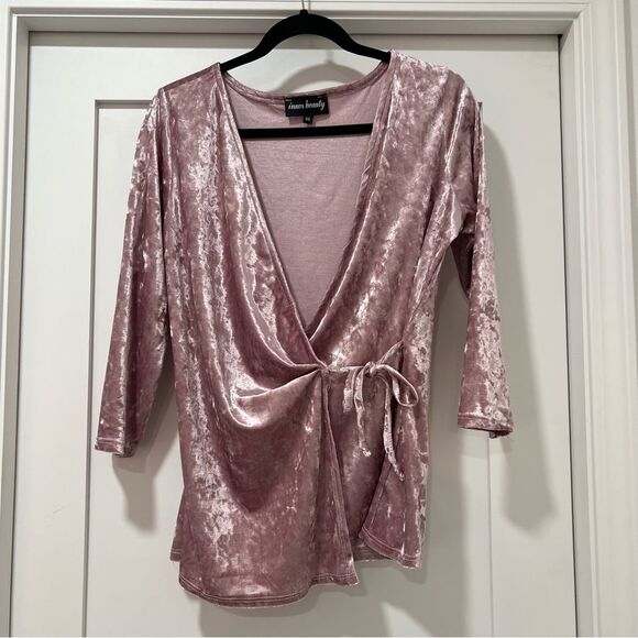 Inner Beauty Pink Velvet Wrap Top | Size Medium - Picture 1 of 5